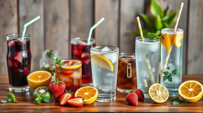 Okos hidratálás: italok és ételek, amelyek valóban segítenek 1 Különböző frissítő italok, beleértve a gyümölcslevet és a vízzel teli poharakat