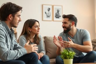 Három ember beszélget egy couch-on, érzelmi intelligencia fontosságáról