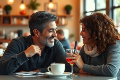 Randizás egy kávézóban, ahol a felelősség és a kommunikáció fontos.