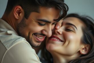 Szeretetteljes párkapcsolat két boldog ember között.