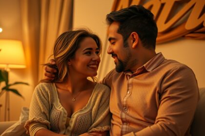 Pár beszélgetés közben a kanapén, érzelmi intimitásban