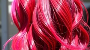 Vibráló rózsaszín festett haj ápoltan és fényesen.