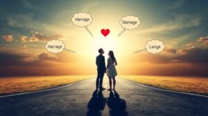 Pár kapcsolatban, házasság gondolatok a naplementében.