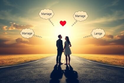 Pár kapcsolatban, házasság gondolatok a naplementében.