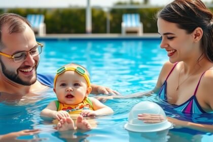 Baba úszásóra családi élmény a medencében