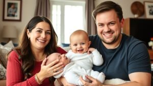 Családi fotózás bébi emlékekkel, boldog szülők és gyerekek