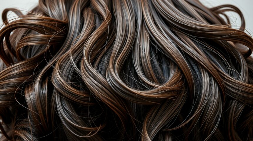 Gyönyörű, egészséges haj, amely a hajnövekedés titkait tükrözi.