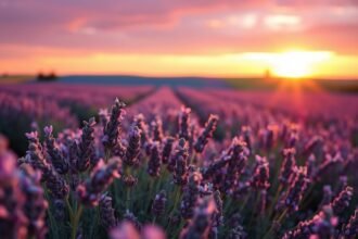 Levendulamező naplementében, a stressz és álmatlanság enyhítésére