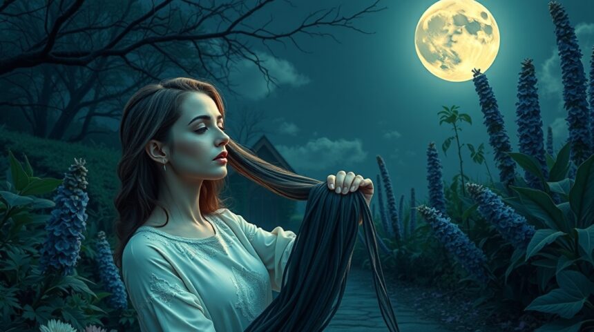 Hajvágás a holdnaptár szerint: Mítosz vagy valóság? 1 Nő hajvágás közben a holdfény alatt, misztikus táj