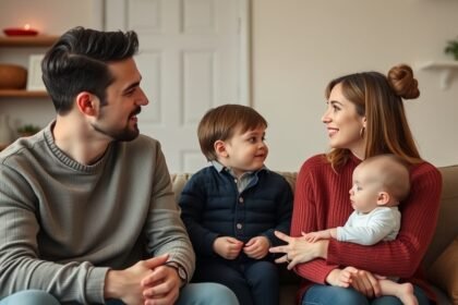 Családi pillanatgyűjtemény: szülők két kisgyerekkel