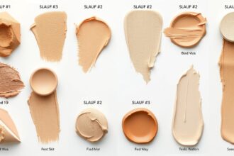 Különböző sminkalapok textúrái és színei