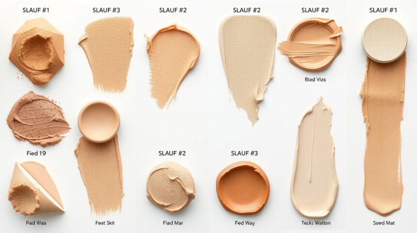 Különböző sminkalapok textúrái és színei