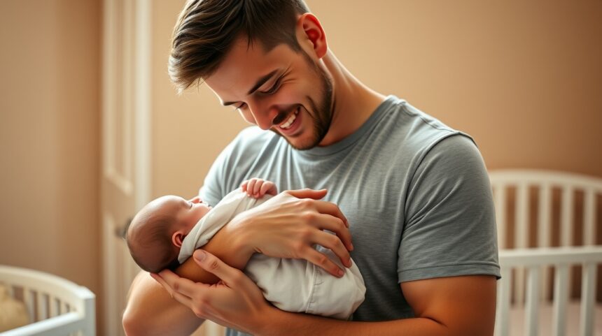 Apák vallomásai: Mit jelent számukra az apaság? 1 Egy apa, aki boldogan tart egy csecsemőt a karjában