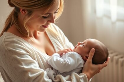 Édes pillanat anyuka és újszülött baba között