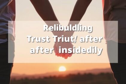 Két ember kézen fogva naplementében, bizalom újjáépítése megcsalás után.