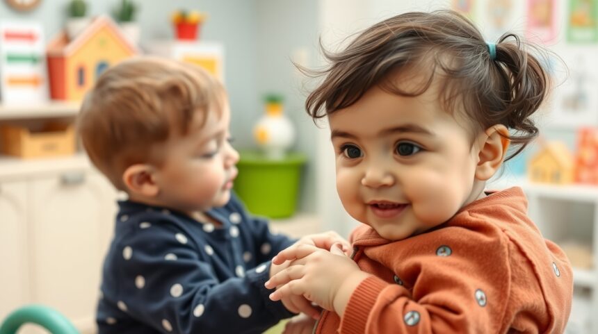 A baba első napja a bölcsődében: szülői élmények és hasznos tanácsok 1 Két kisbaba játszik a bölcsődei környezetben.