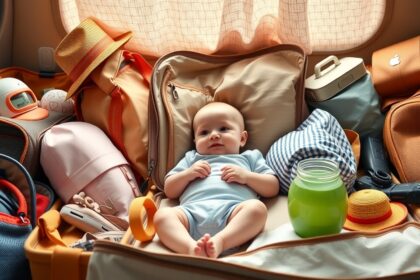 Baba első nyaralásához szükséges csomag- és pihenőhelyzet