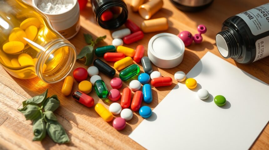 Valóban szükséged van napi vitaminadagra? 1 Változatos vitaminok és táplálékkiegészítők asztalon.