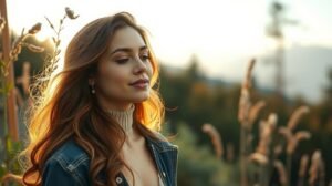 Fiatal nő, aki a természetben élvezi a nyugodt életmódot.