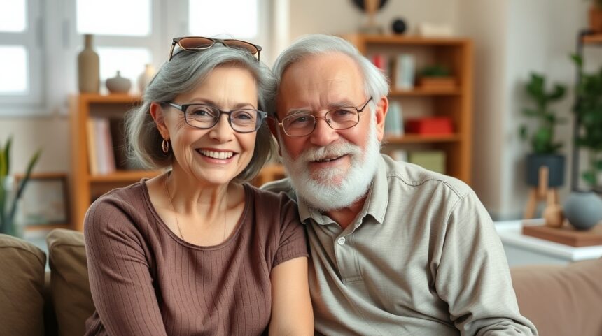 Az évtizedekig boldog házasságban élők mindig elkerülik ezt a 9 viselkedést. 1 Idősebb pár boldog mosollyal a kanapén, a tartós házasságról.