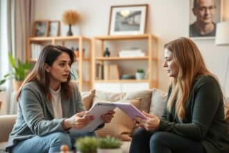 Két introvertált nő beszélget, különböző kommunikációs eszközökkel.