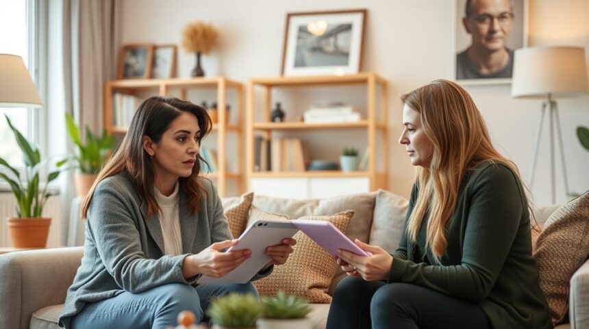 Két introvertált nő beszélget, különböző kommunikációs eszközökkel.