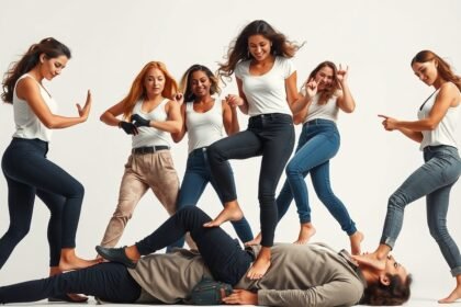 Nők együttműködnek és erőt mutatnak férfiakkal szemben.