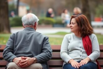 Középkorú pár beszélgetés közben, kapcsolatuk válságával küzdenek.