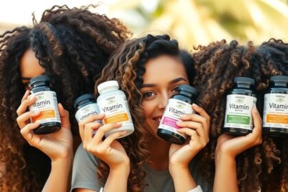 Hajvitaminok különböző típusait bemutató nők, göndör hajjal.