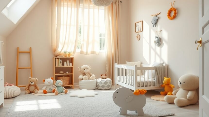 Baba szoba játékokkal és puha plüssökkel
