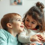 Két kisgyerek szórakozik a kanapén, örömteli pillanatok.