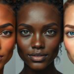 Három nő, különböző bőrtónusokkal highlighterrel.