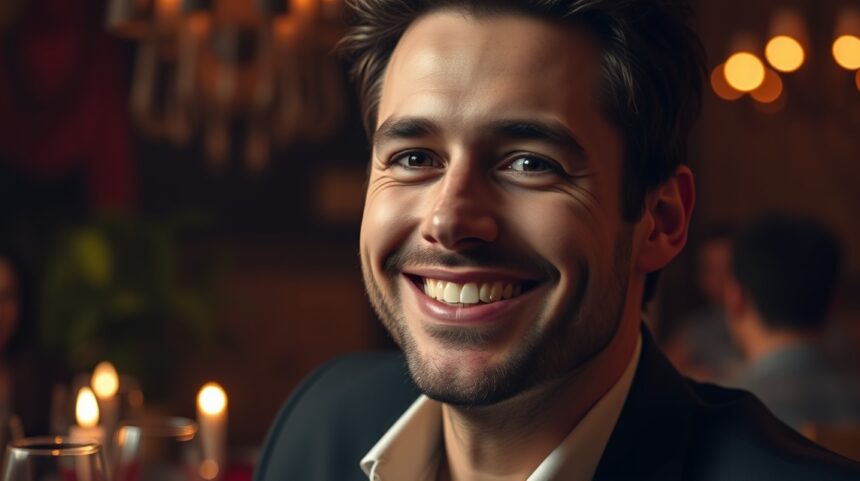 10 kifejezés, amit egy nőcsábász használ, hogy elköteleződés nélkül tartson meg 1 Férfi mosolygó arcképe egy étteremben, romantikus hangulattal
