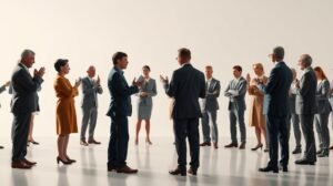 Csoportos vitázó emberek egy fehér háttér előtt