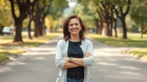 Önálló nő, aki a saját erejében bízik és magabiztosan mosolyog.