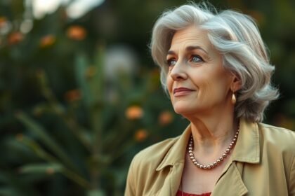 Érzelmileg érett nő a természetben, önismeret és kapcsolatokról gondolkodva.