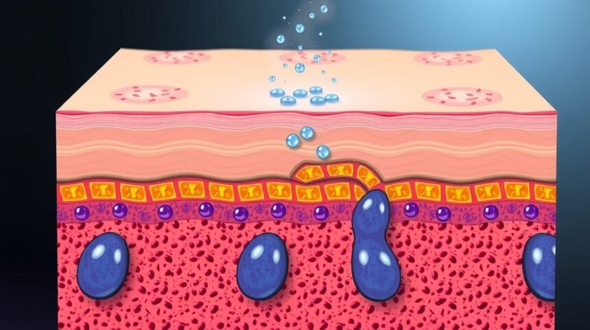 A bőr védőrétegének diagramja, amely megakadályozza a vízvesztést.