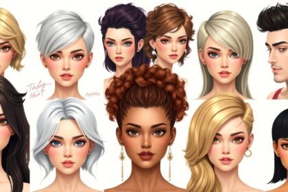 Különböző frizurák és arcformák illusztrációk, stílus inspirációk