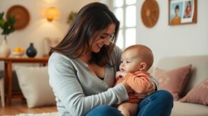 womensway 147 Édesanya a csecsemőjével a Baba-Mama Klubban való első látogatásra készülve.