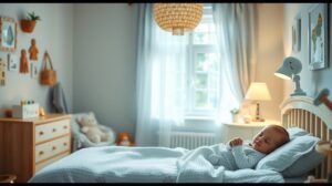 Kisbaba alszik békés szobában