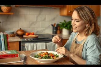 Nő egészséges salátát fogyaszt a paleolit étrend keretében