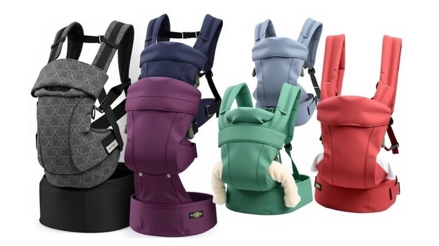 Különböző színű és típusú babahordozók összehasonlítása