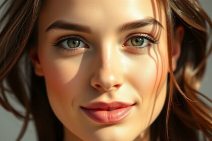 Egy fiatal nő smink nélkül, természetes szépsége kiemelve.