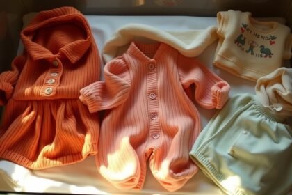 Baba első ruhadarabjai: kiszögellő, színes ruhák gyűjteménye az emlékekért.