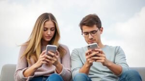 Két fiatal telefonozik, távkapcsolat kihívásai