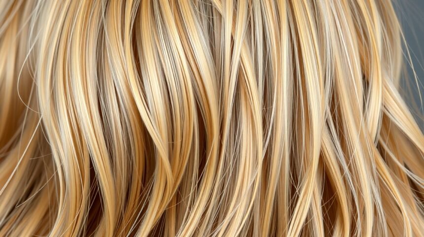 A gyönyörű, egészséges haj részletei, természetes hullámokkal.