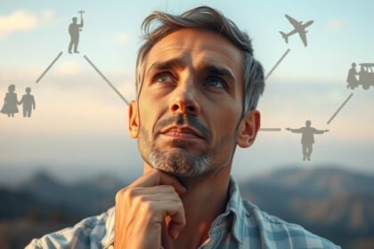 Férfi gondolkodik a párkapcsolatok fázisairól és döntéseiről.