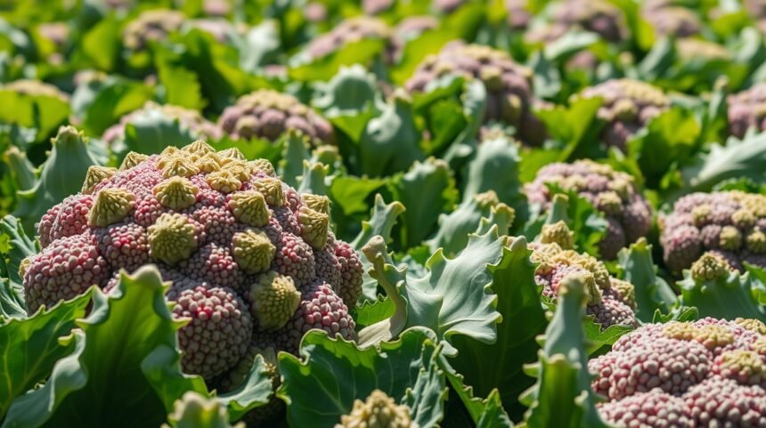Friss brokkoli növekvő zöldségesben, gazdag vitaminokban.
