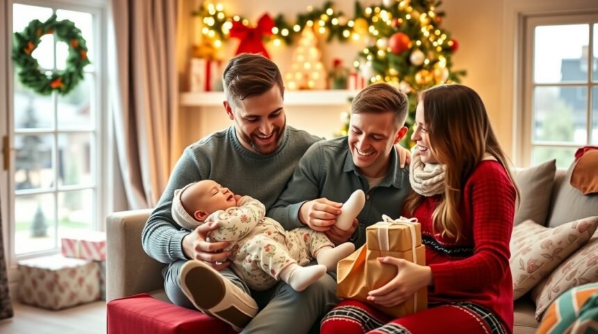 Családi környezetben eltöltött első karácsony kisbabával