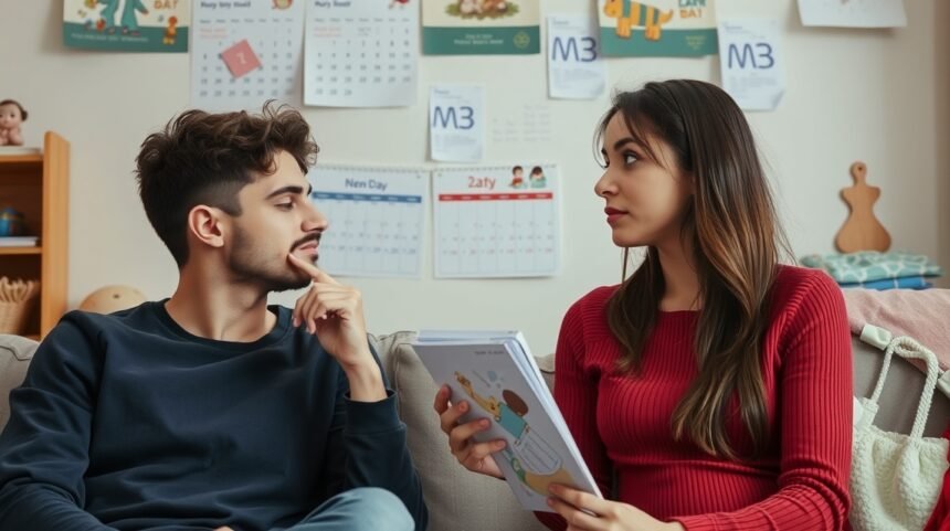 Pár beszél a gyermekvállalás ideális időzítéséről.